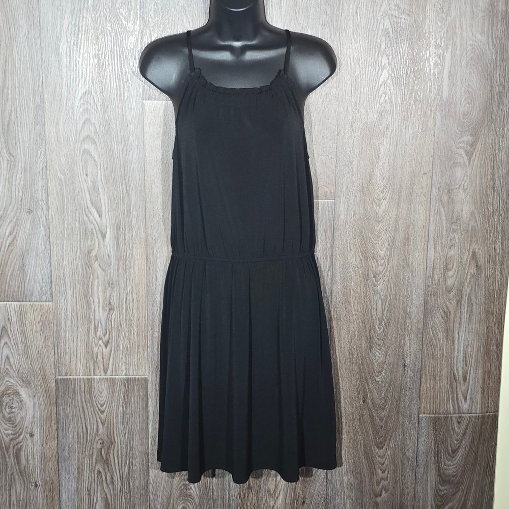 Banana Republic Womens Black Sleeveless‎ Ruffle Neck Blouson Dress Small SP
